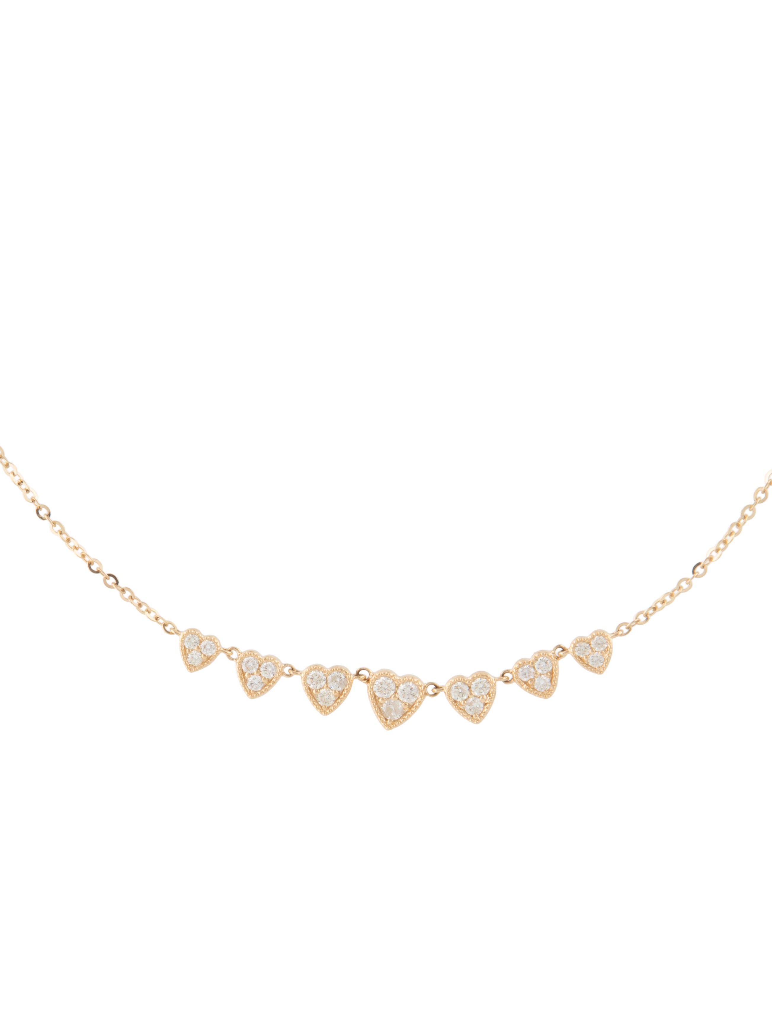 Necklace 14K Diamond Heart Station