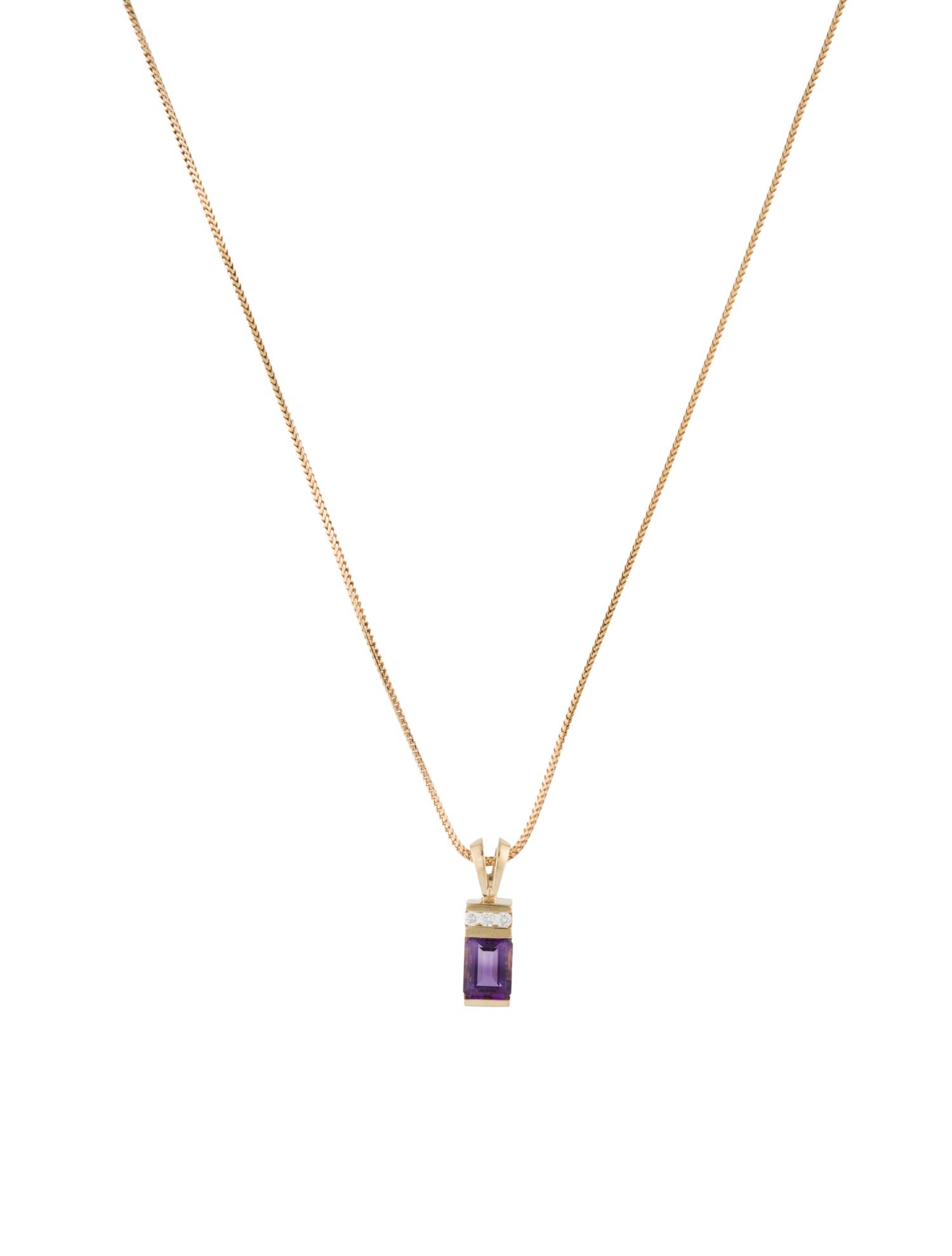 Necklace 14K 1.40ct Amethyst & Diamond Pendant Necklace