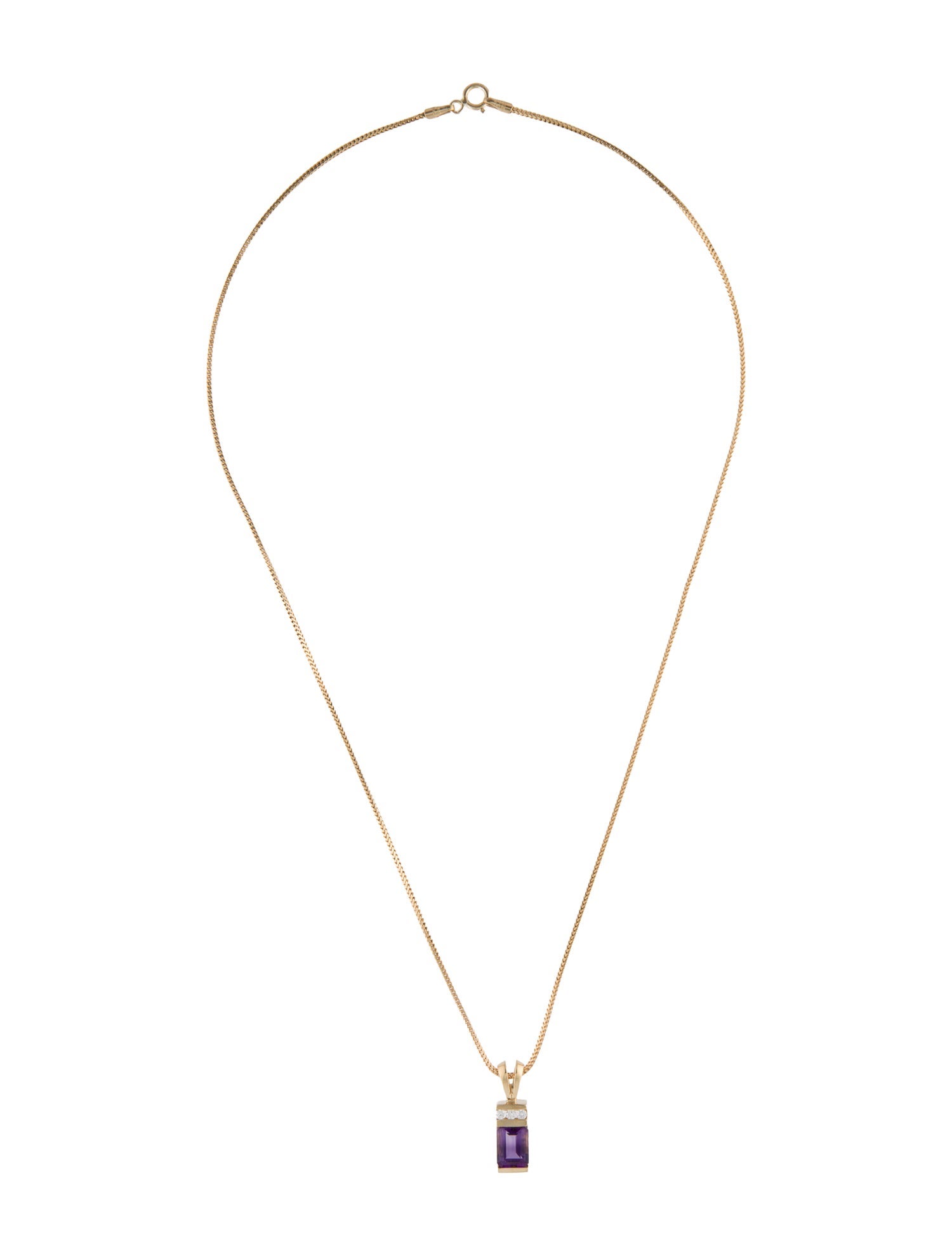 Necklace 14K 1.40ct Amethyst & Diamond Pendant Necklace