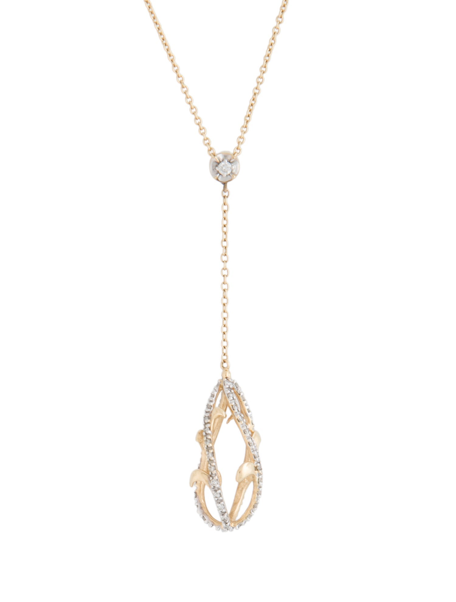 Necklace 14K Diamond Cage Lavalier