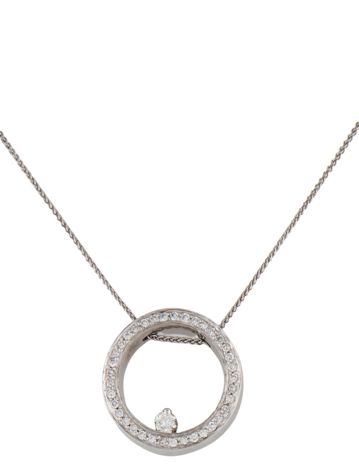 Necklace 14K Diamond Circle Pendant Necklace