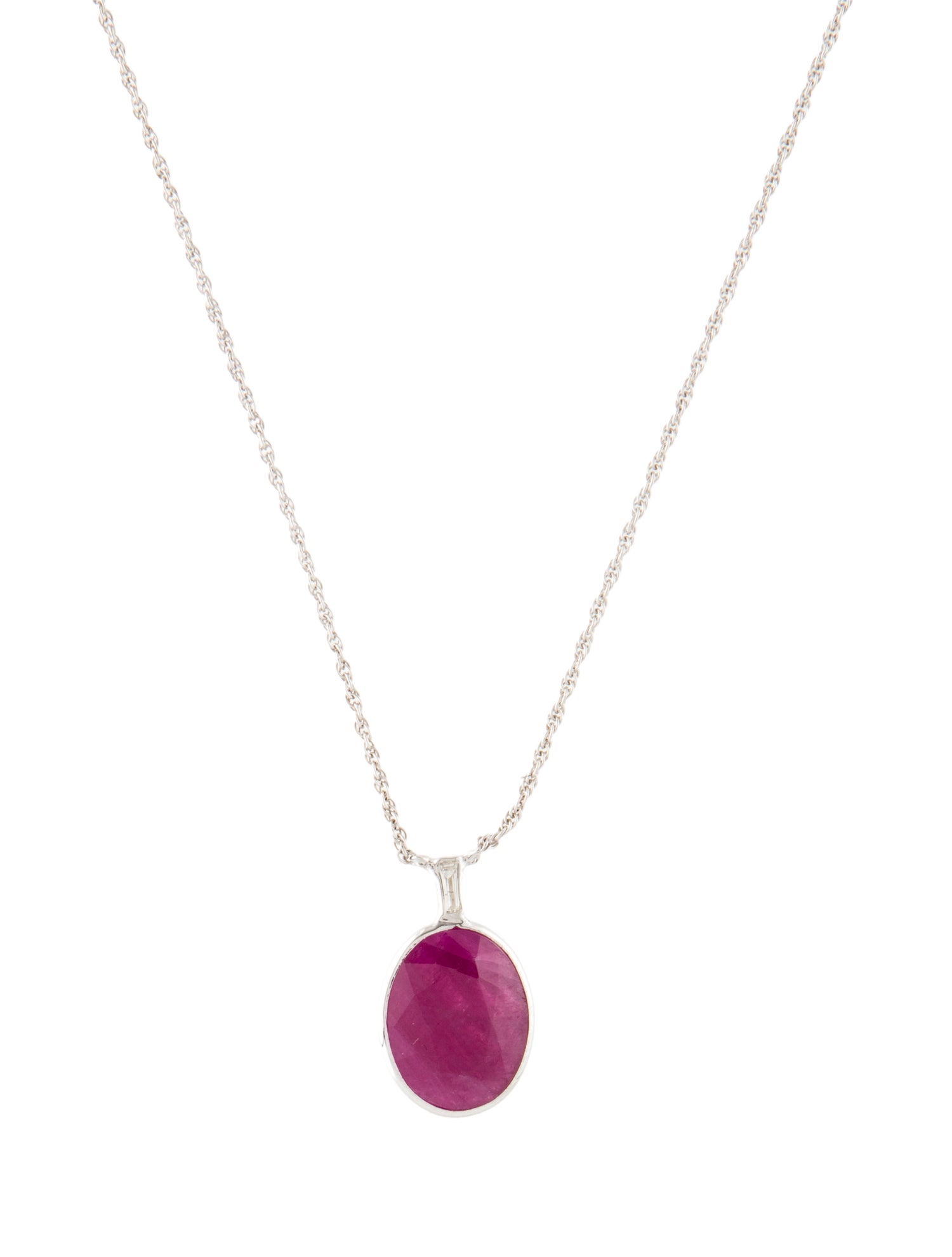 Necklace 14K 3.42ct Ruby & Diamond Pendant Necklace