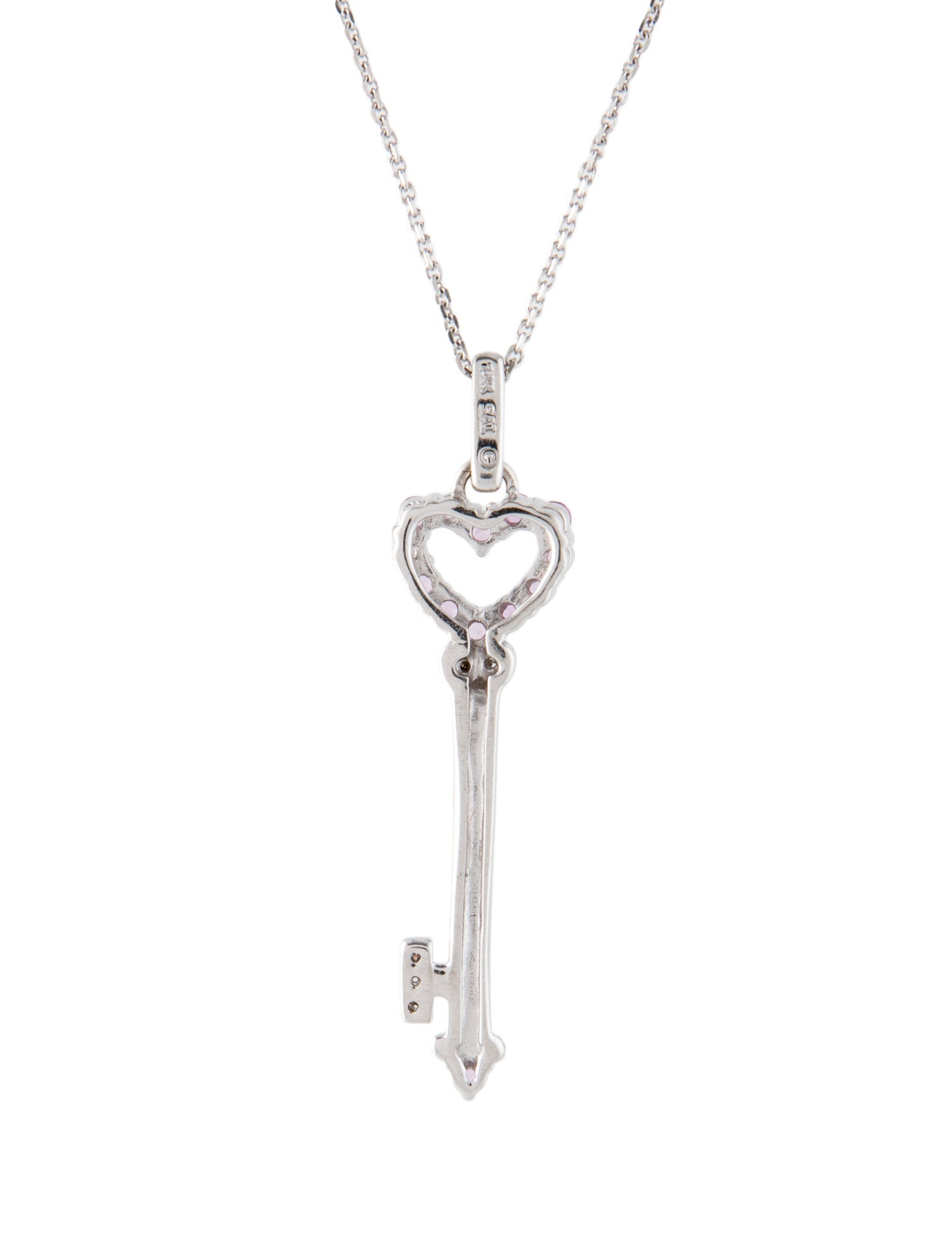 Necklace 14K Sapphire & Diamond Key Pendant Necklace