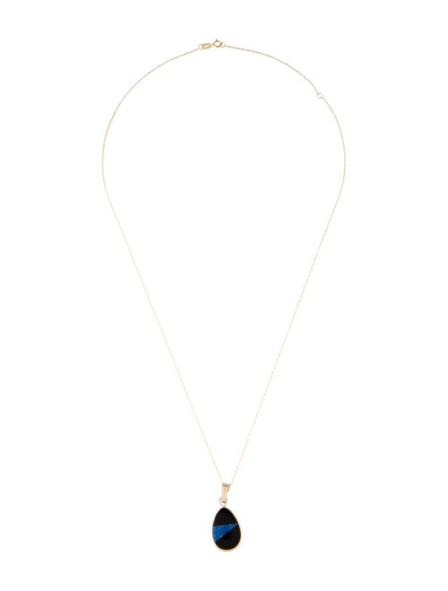 Necklace 14K Onyx & Lapis Lazuli Pendant Necklace