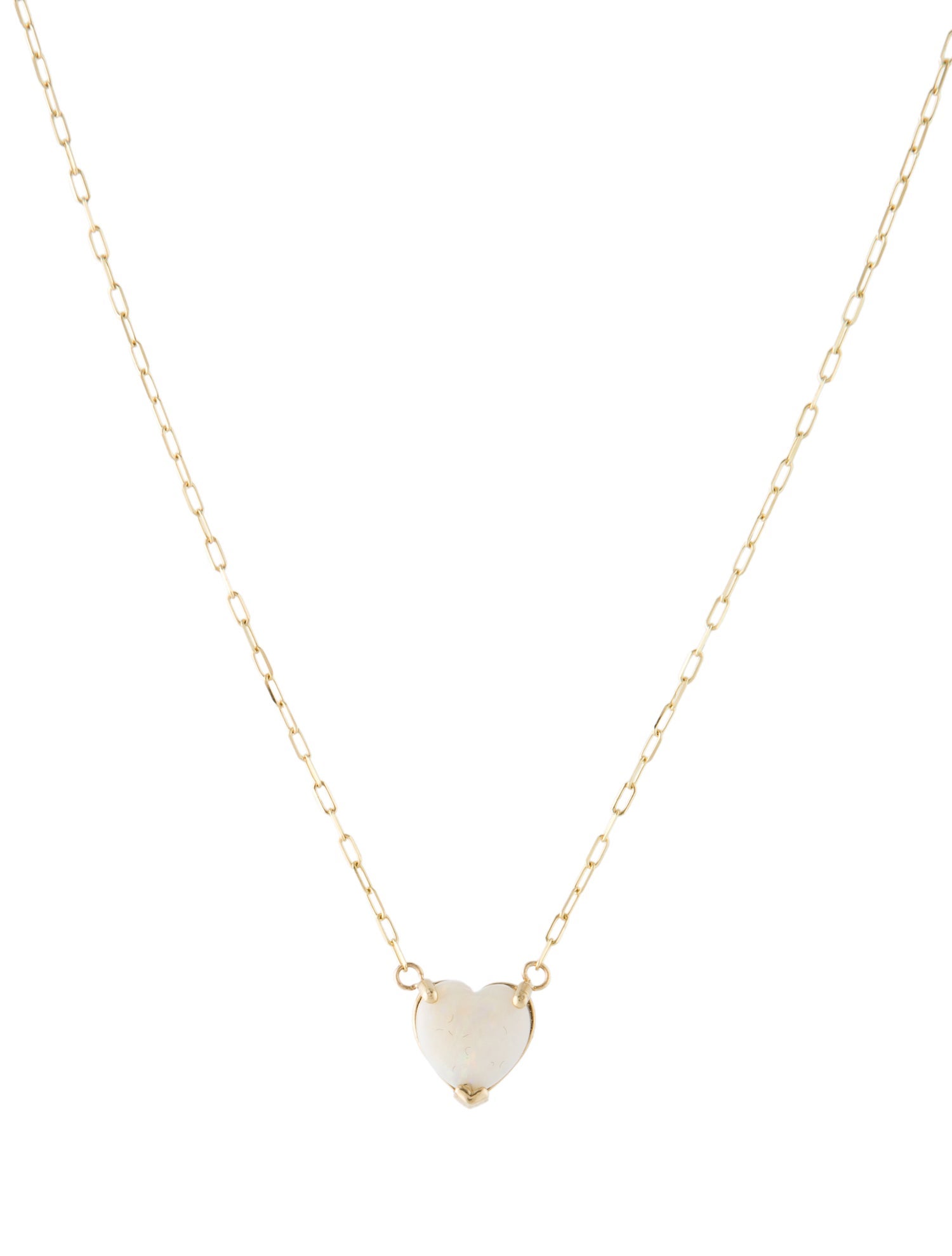 Necklace 14K Opal Heart Pendant Necklace