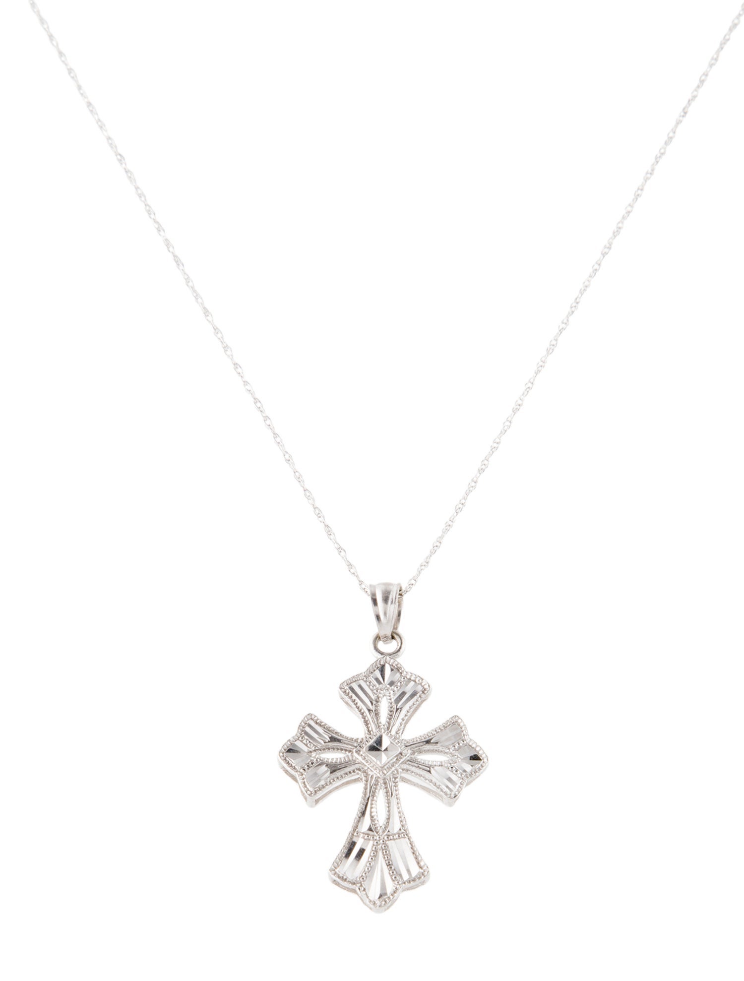 Necklace 10K Textured Cross Pendant Necklace