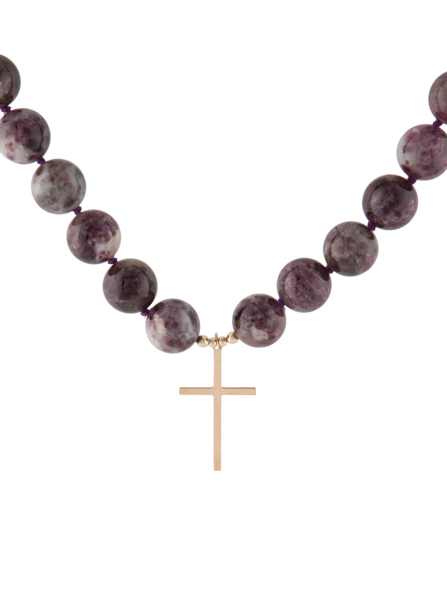 Necklace 14K Quartz Bead Cross Pendant Necklace