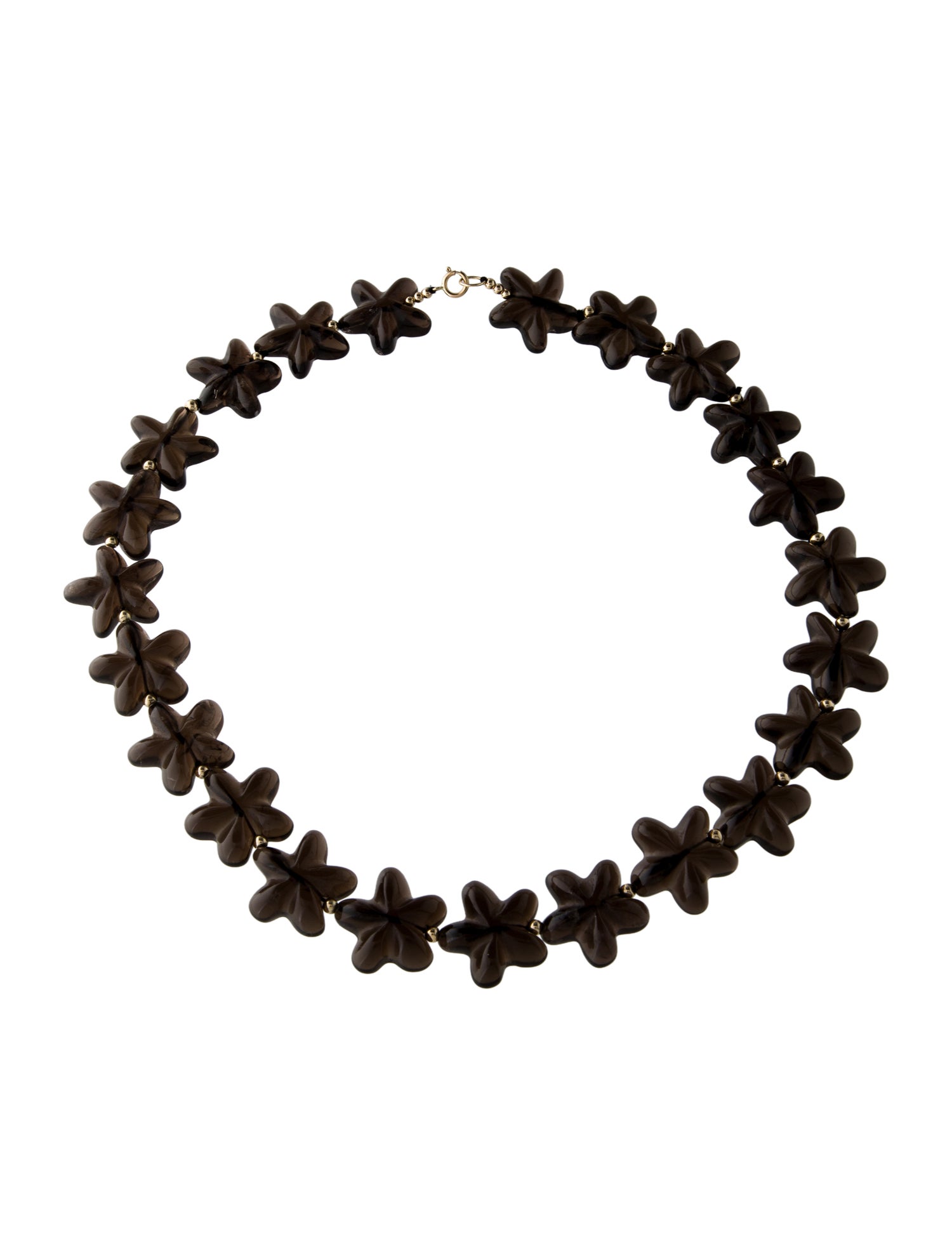 Necklace 14K Smoky Quartz Bead Strand Necklace