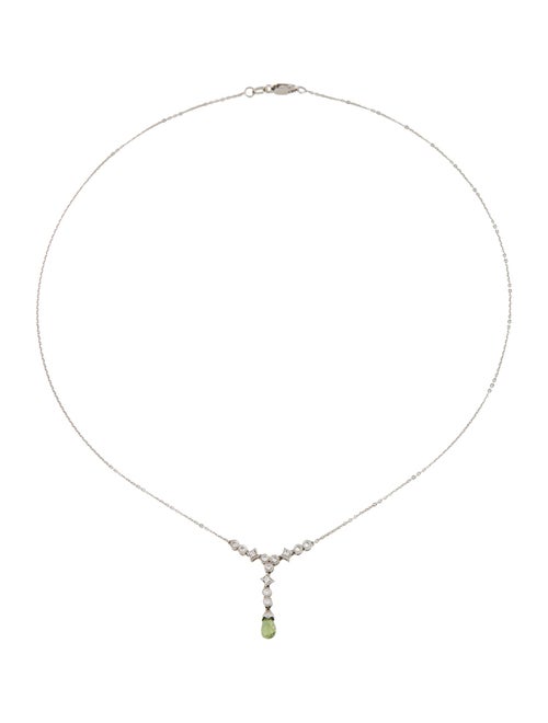 Necklace 18K Green Sapphire & Diamond Pendant Necklace