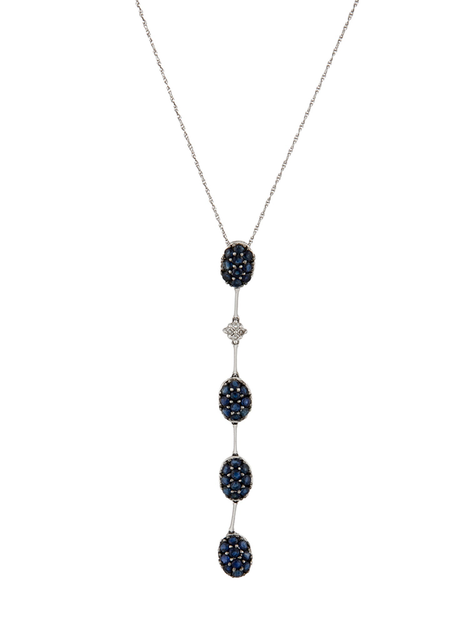 Necklace 14K Sapphire & Diamond Drop Pendant Necklace