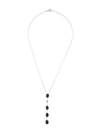 Necklace 14K Sapphire & Diamond Drop Pendant Necklace