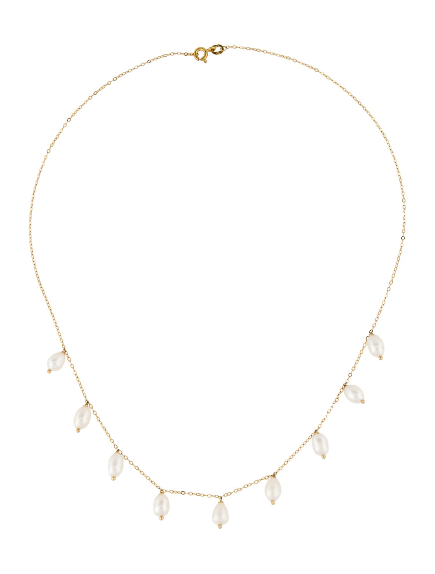 Necklace 14K Pearl Station Drop