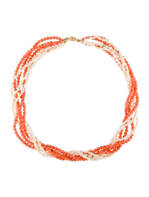 Necklace 14K Pearl & Coral Necklace