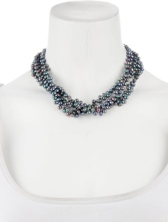 Necklace 14K Dyed Pearl Multistrand Necklace
