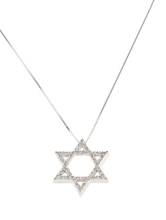 Necklace 18K Diamond Star of David Pendant Necklace