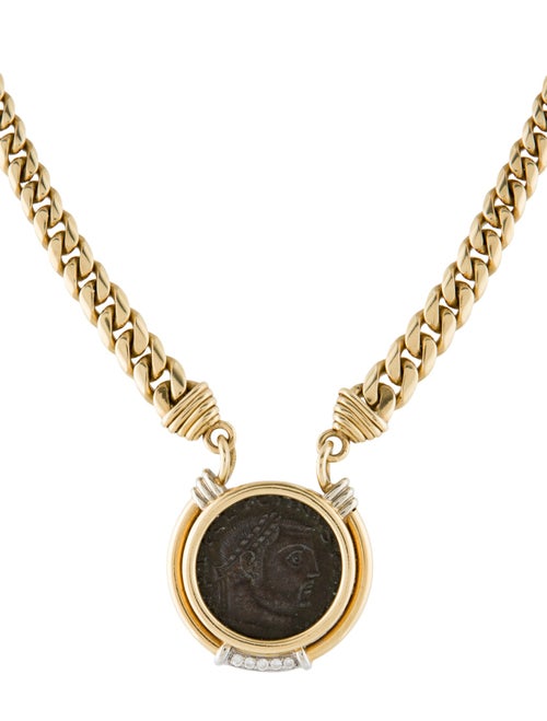 Necklace 18K Diamond Licinio Ancient Coin Pendant Necklace