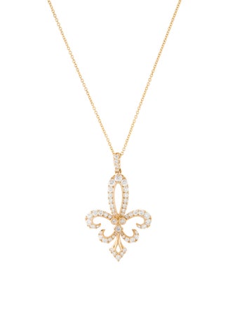 Necklace 14K 1.56ctw Diamond Fleur de Lis Pendant Necklace