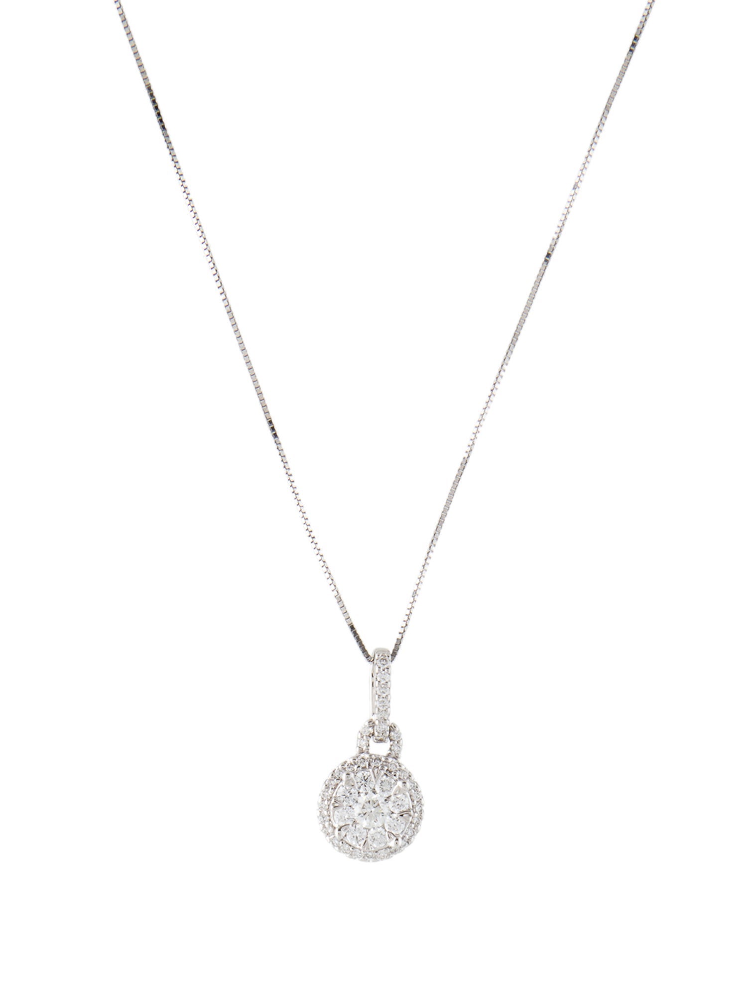 Necklace 14K Diamond Cluster Pendant Necklace