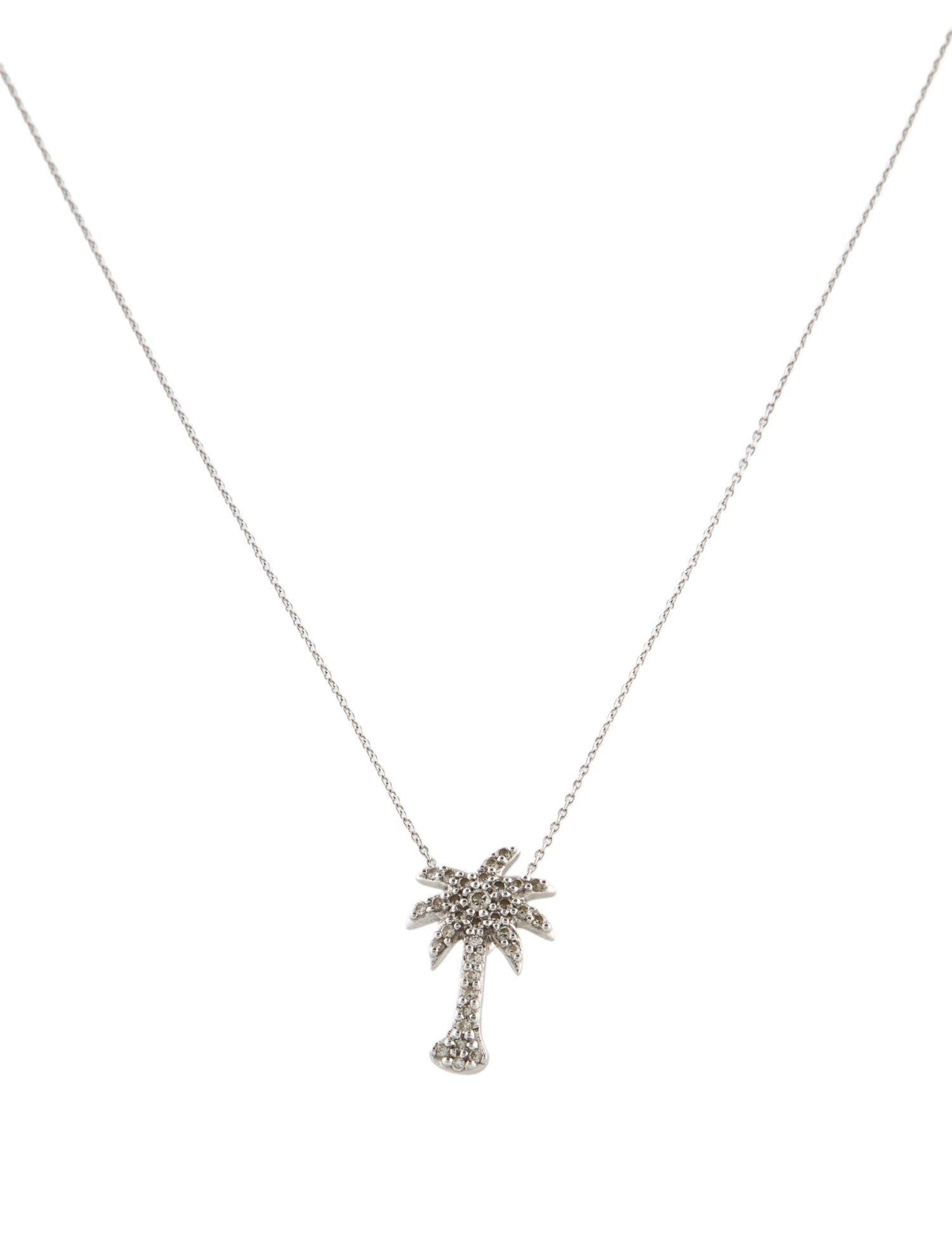 Necklace 14K Diamond Palm Tree Pendant Necklace