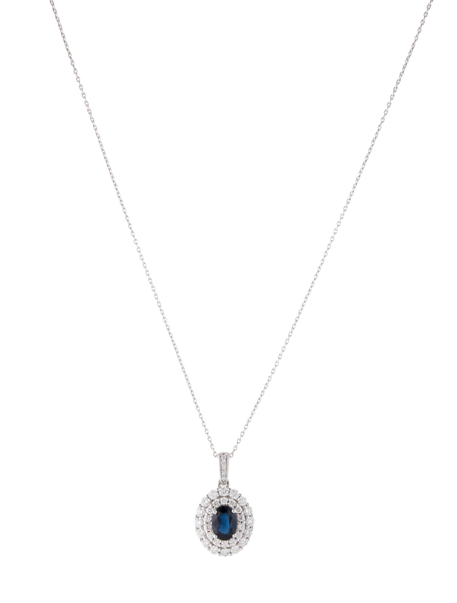 Necklace 14K Sapphire & Diamond Pendant Necklace