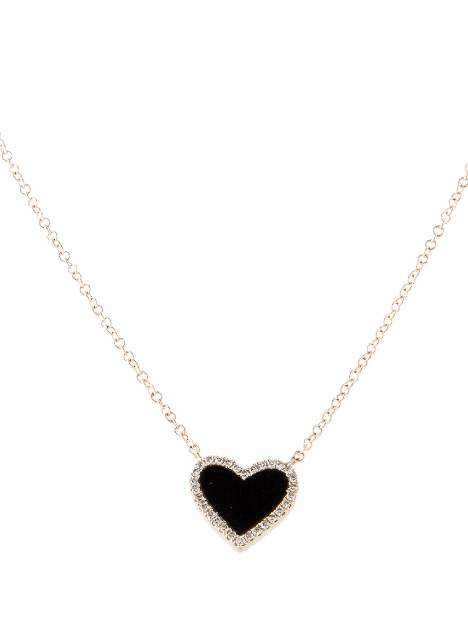 Necklace 14K Onyx & Diamond Heart Pendant
