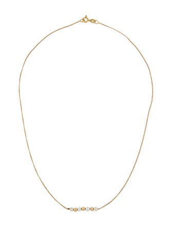 Necklace 14K Cultured Pearl Bead Station Necklace