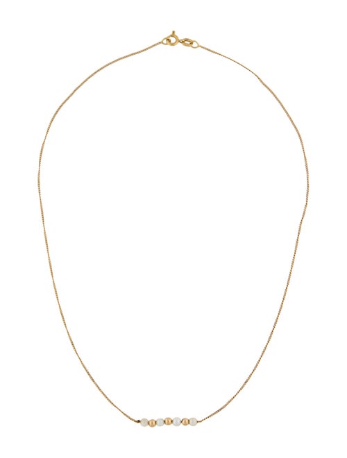 Necklace 14K Cultured Pearl Bead Station Necklace
