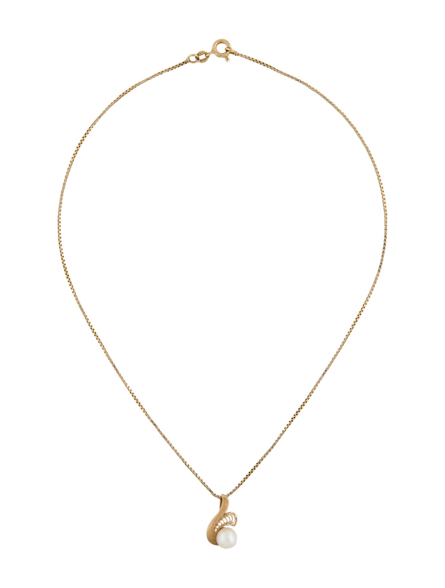 Necklace 14K Pearl Pendant Necklace