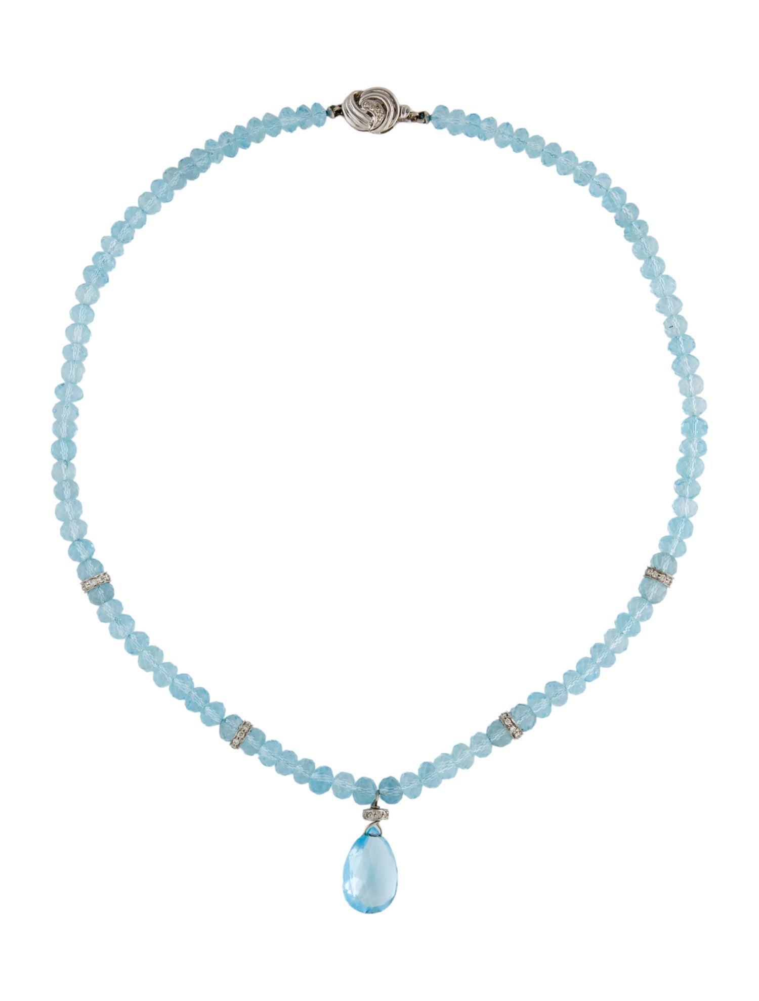 Necklace 18K Topaz & Diamond Pendant Necklace