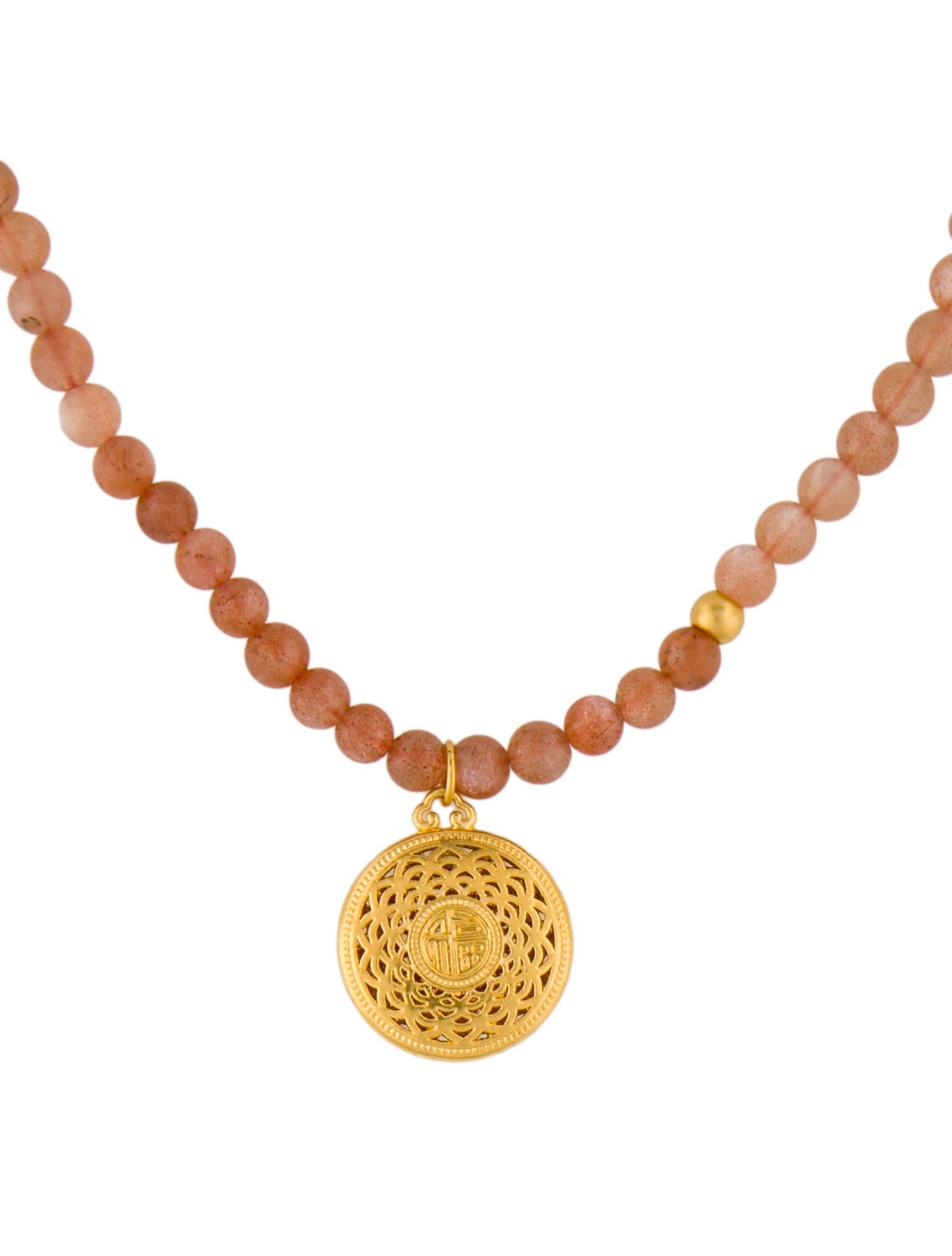 Necklace 24K Sunstone Moonstone Bead