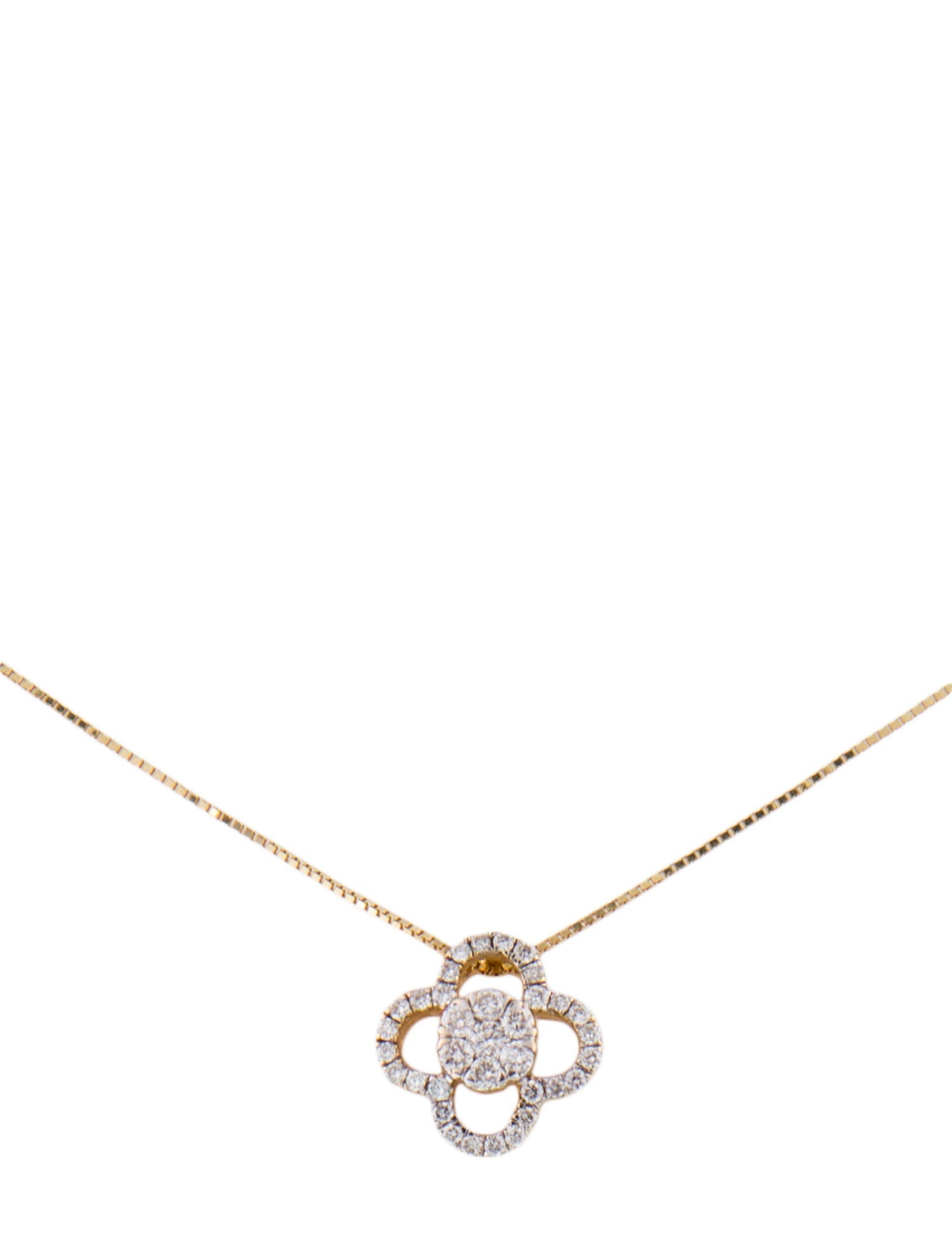 Necklace 14K Diamond Floral Pendant Necklace