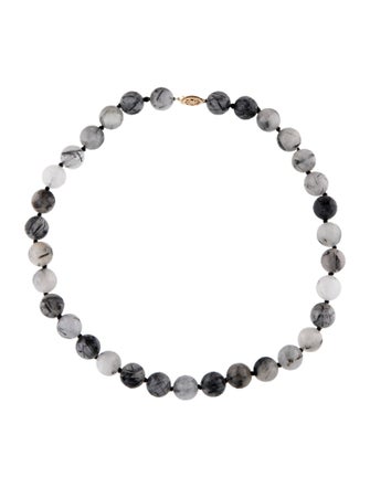 Necklace 14K Tourmalinated Quartz Bead Necklace