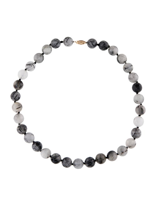 Necklace 14K Tourmalinated Quartz Bead Necklace