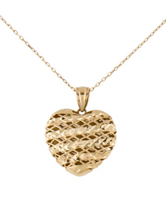 Necklace 14K Basket Weave Heart Pendant Necklace