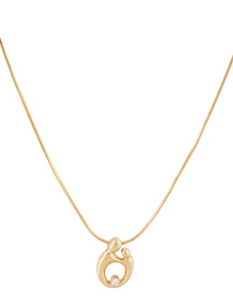 Necklace 14K Diamond Mother & Child Abstract Pendant Necklace