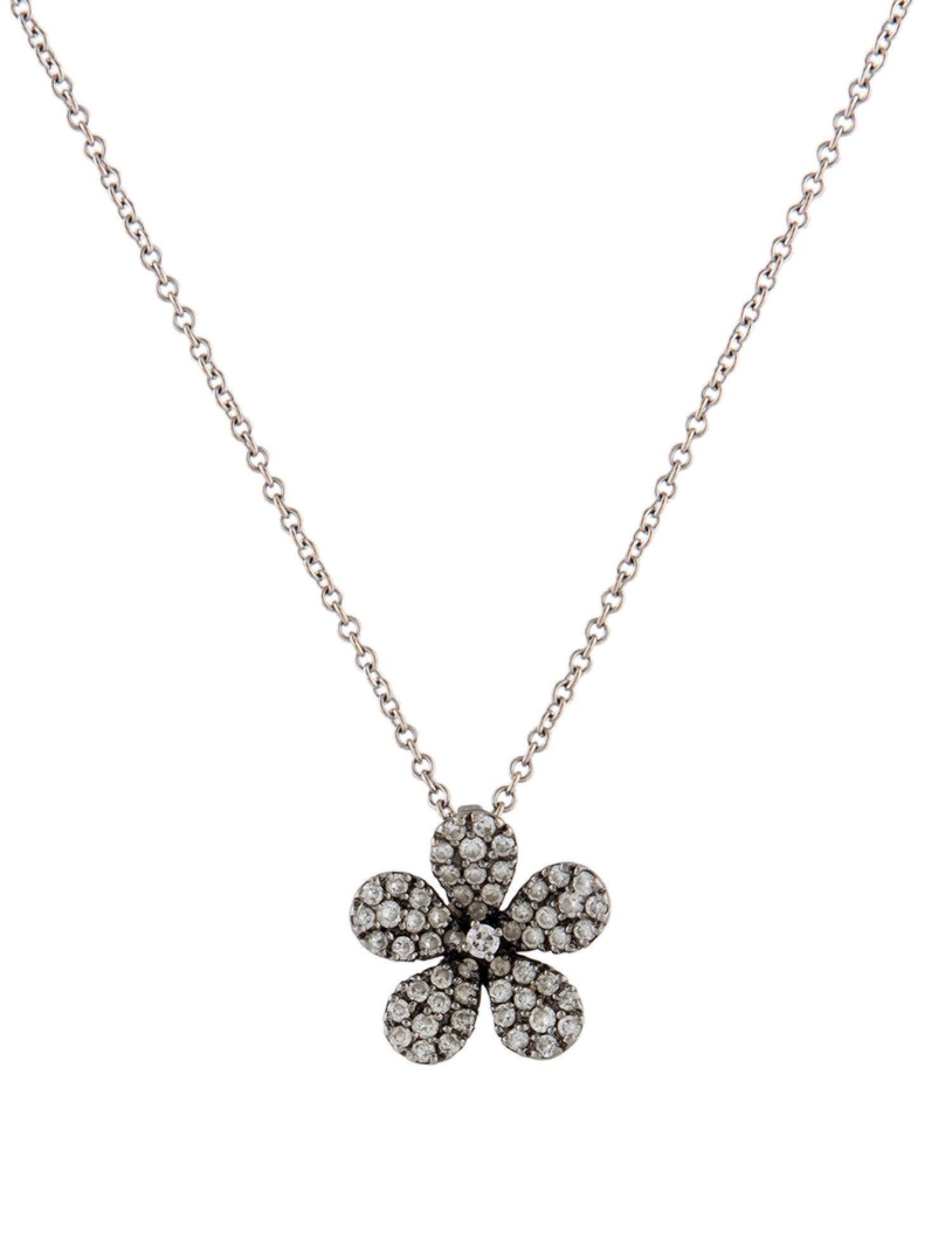 Necklace 14K Diamond Flower Petal Pendant Necklace