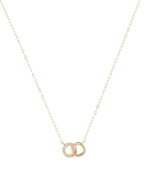 Necklace 14K Diamond Interlocking Circle Pendant Necklace