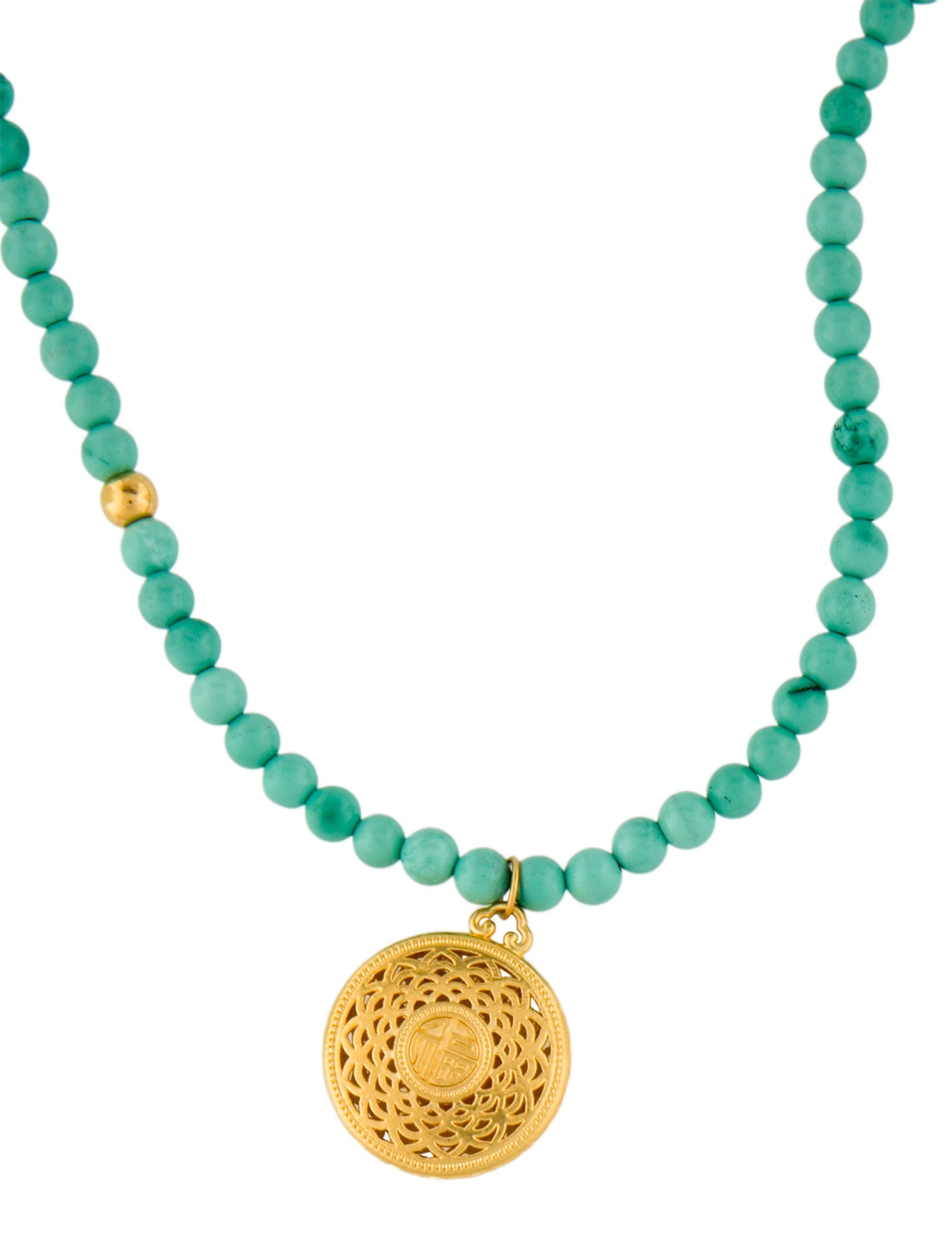Necklace 24K Dyed Magnesite Bead Strand Pendant