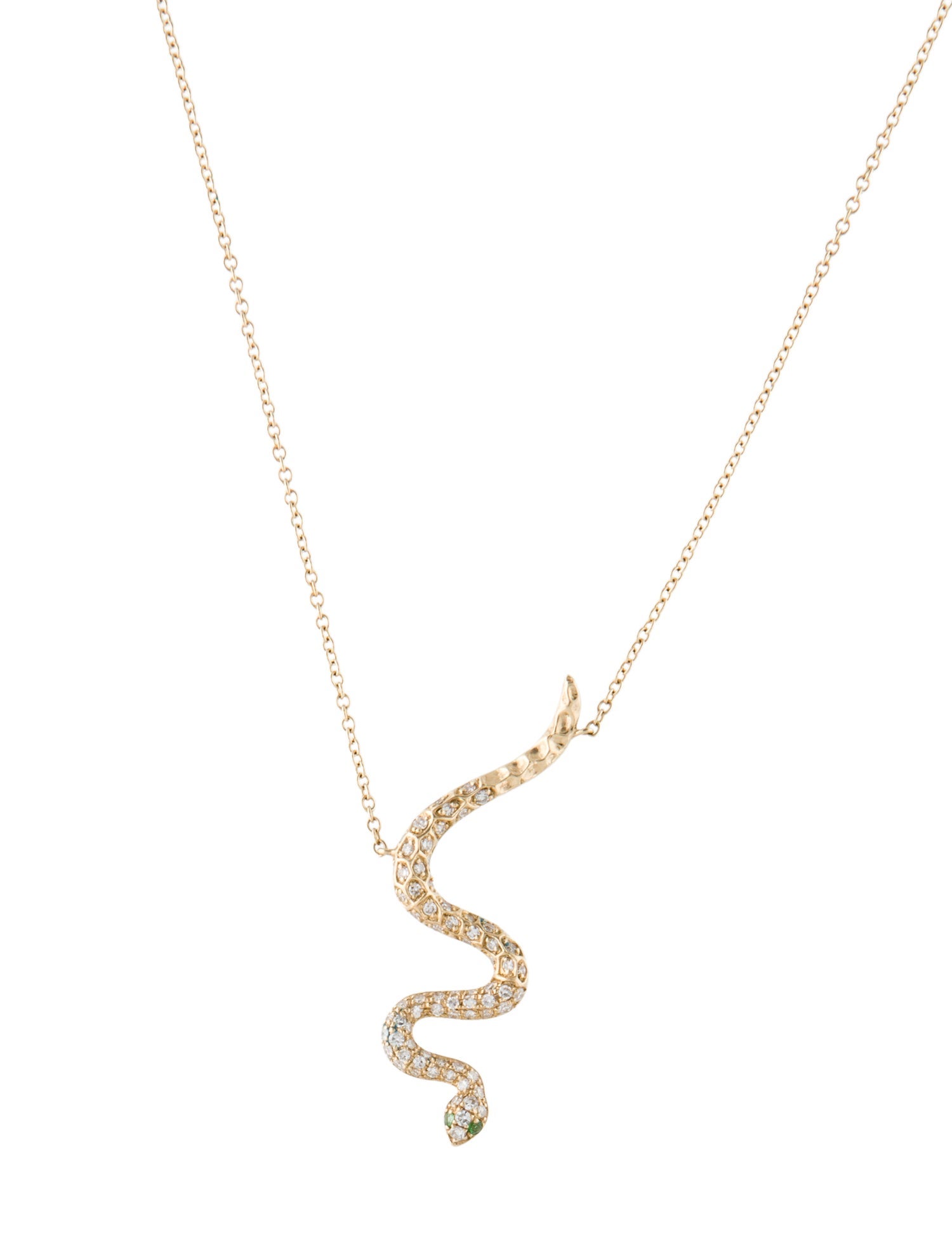 Necklace 14K Tsavorite & Diamond Snake Pendant Necklace