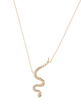 Necklace 14K Tsavorite & Diamond Snake Pendant Necklace