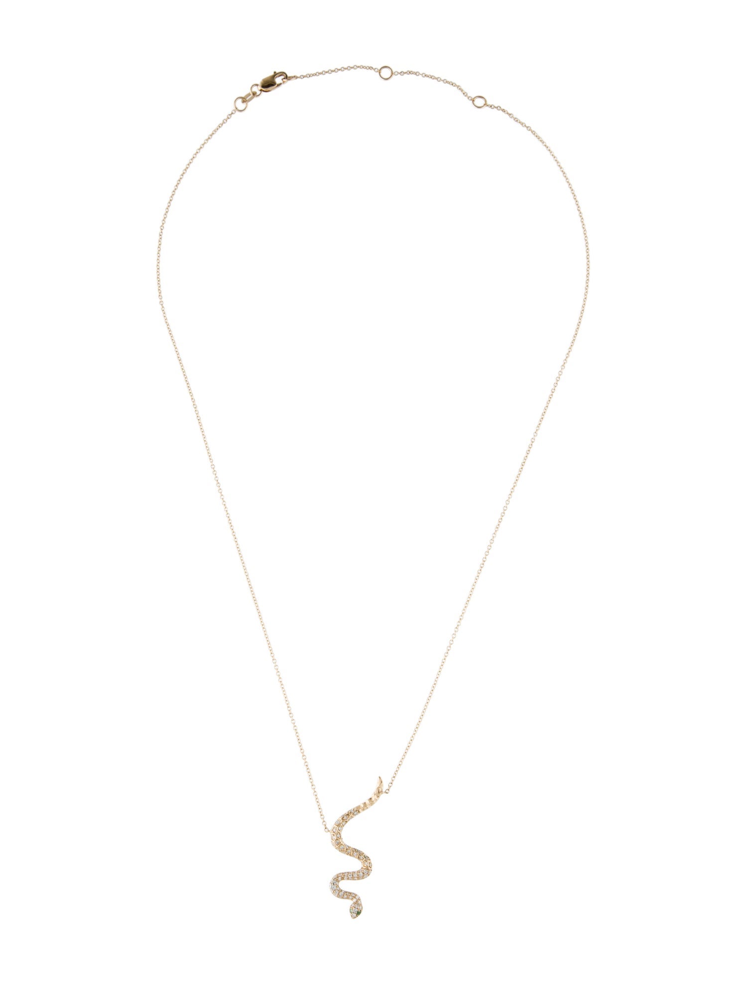 Necklace 14K Tsavorite & Diamond Snake Pendant Necklace