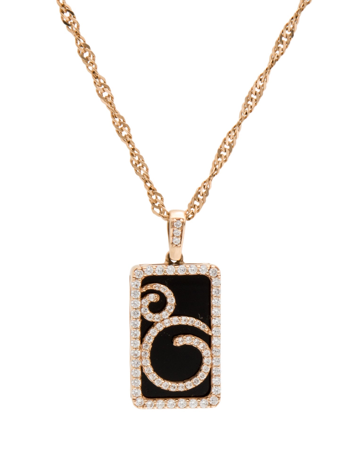 Necklace 14K Lab-Grown Diamond & Onyx Pendant Necklace