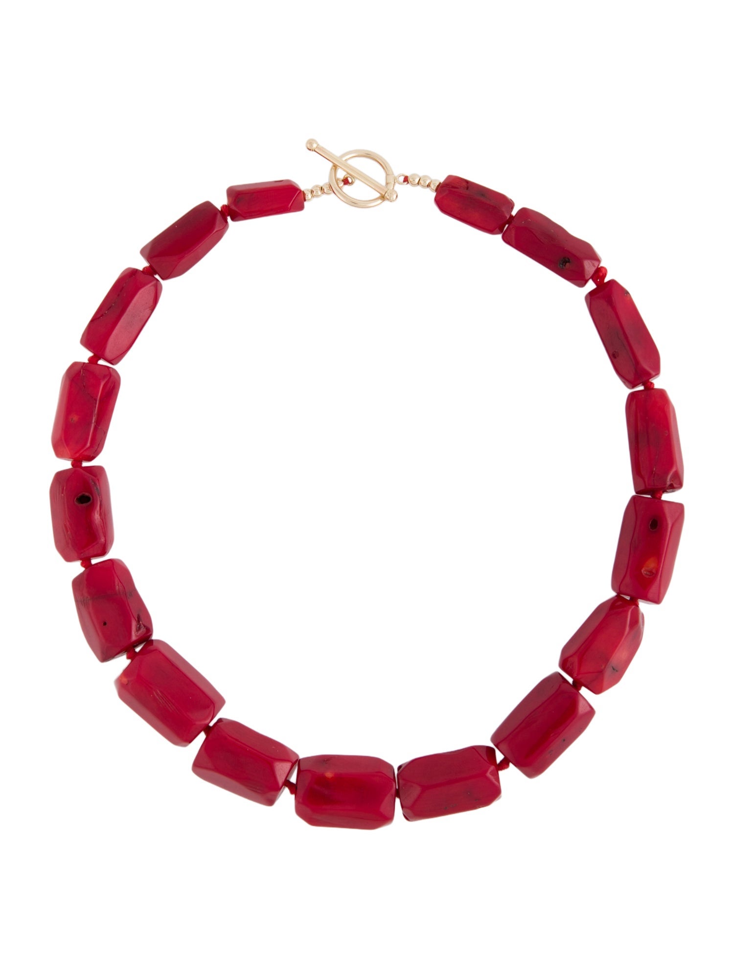 Necklace 14K Dyed Coral Graduated Bead Strand Necklace