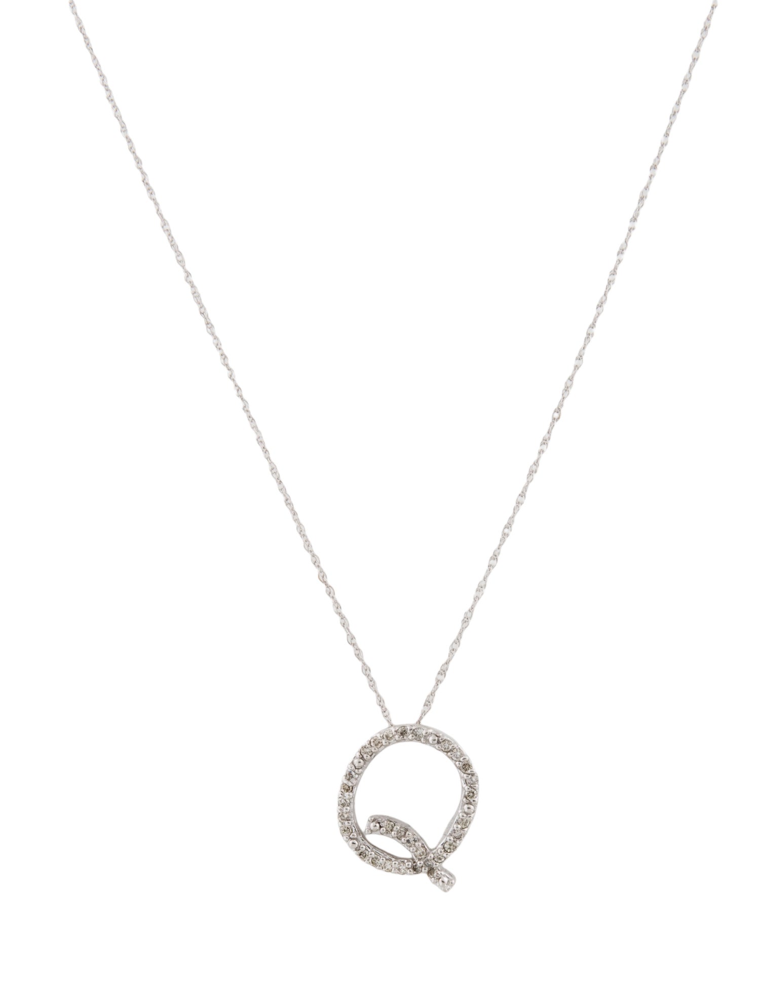 Necklace 14K Diamond Letter "Q" Initial Pendant Necklace
