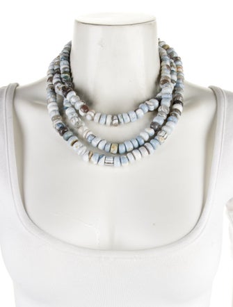 Necklace 14K Opal Multi Strand Bead Necklace