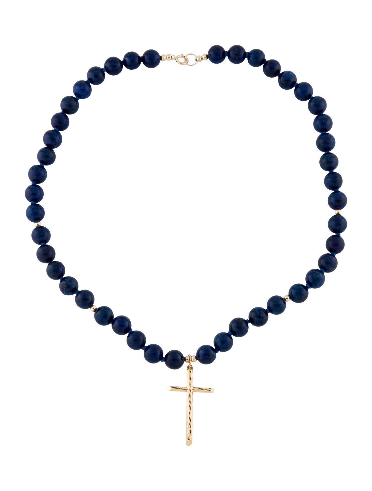 Necklace 14K Lapis Lazuli Cross Bead Pendant