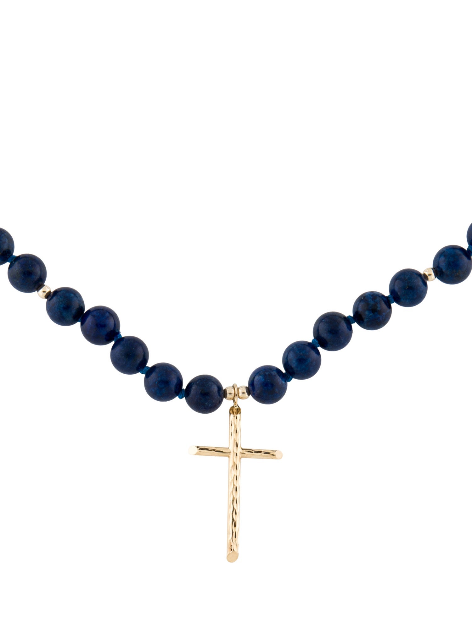 Necklace 14K Lapis Lazuli Cross Bead Pendant