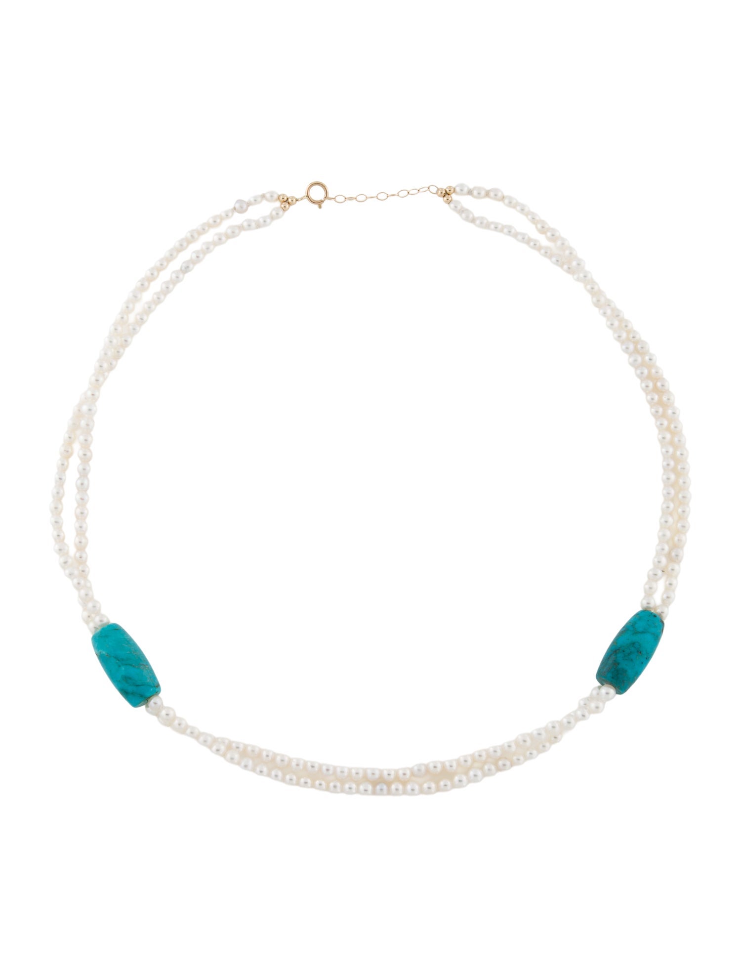 Necklace 14K Pearl & Turquoise Bead Station