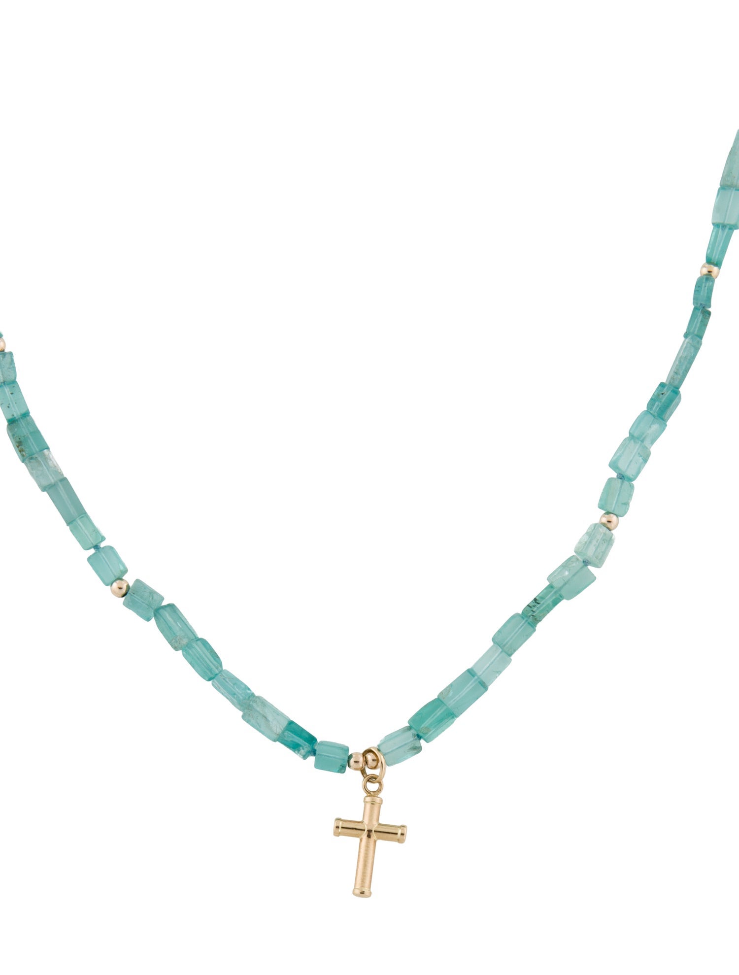 Necklace 14K Apatite Cross Bead Pendant Necklace