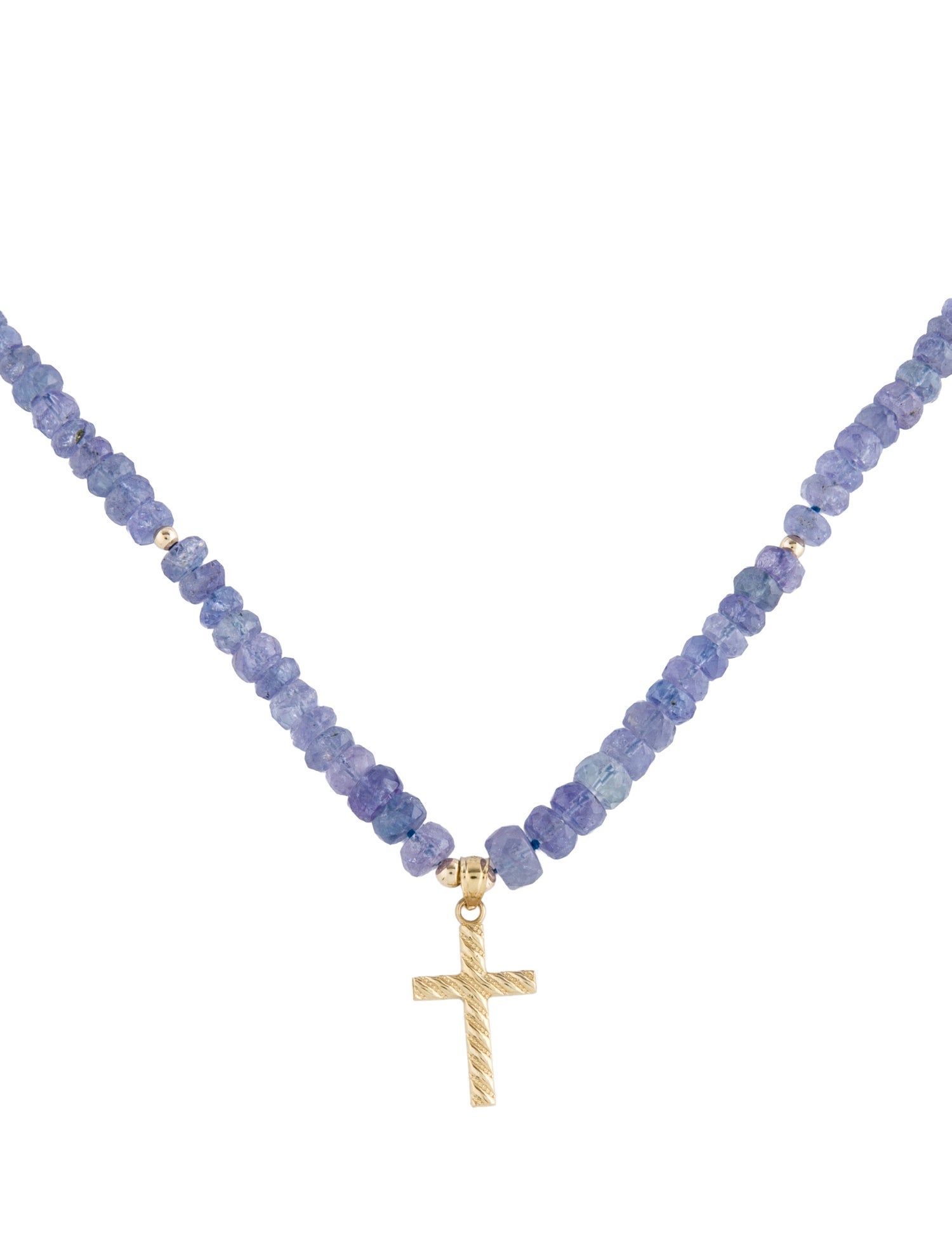Necklace 14K Tanzanite Cross Bead Pendant Necklace